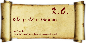 Káplár Oberon névjegykártya
